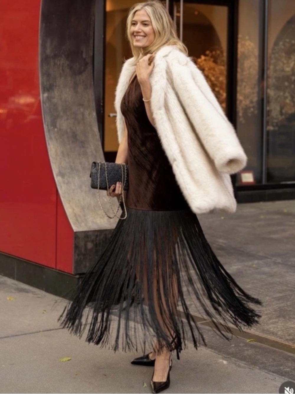 NWT Zara Woman Bloggers Fav VELVET FRINGE MIDI DRESS Size M Medium - Picture 2 of 16
